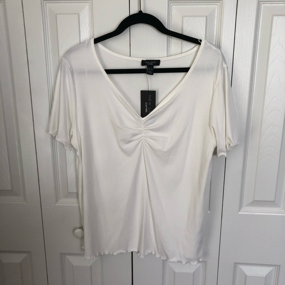 Plus Size NWT ASOS Curve White Ruffled Tee
